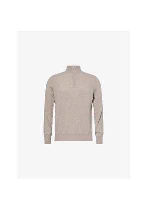 Mens Soft Goat Funnel-Neck Quarter-Zip Cashmere Jumper