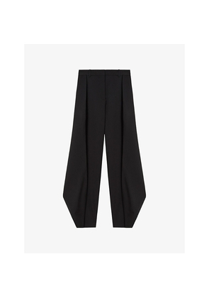 Womens Loewe Layered-Panel Wide-Leg High-Rise Wool-Blend Trousers