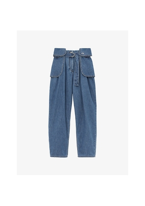 Womens Loewe Side-Flap Balloon-Leg High-Rise Jeans