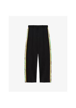 Womens Loewe Layered-Panel Straight-Leg Mid-Rise Wool-Blend Trousers