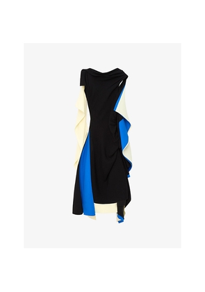 Womens Loewe Layered-Panel Asymmetric-Hem Stretch-Woven Midi Dress