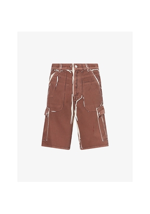Mens Marni Screen-Printed Denim Cargo Shorts