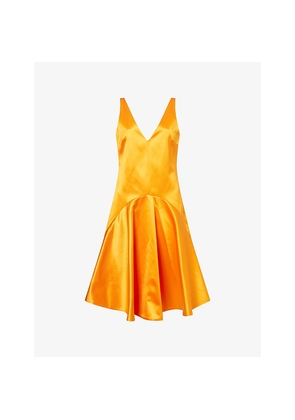 Womens JW Anderson V-Neck Draped Satin Midi Dress