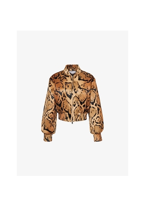 Womens Stella Mccartney Leopard-Pattern Velvet Bomber Jacket