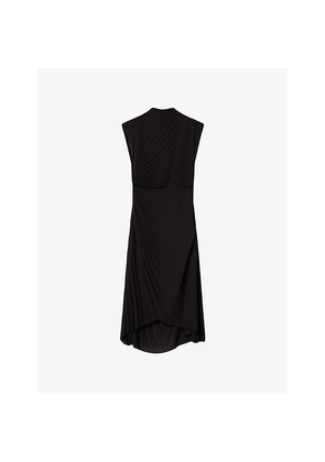 Womens Allsaints Rayanna High-Neck Pleated Woven Midi Dress