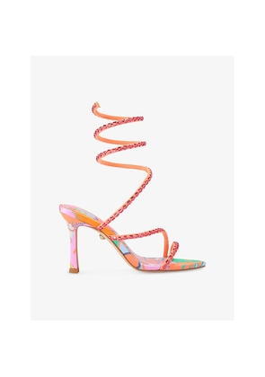 Womens Kurt Geiger London Spiral Asymmetric Heeled Woven Sandals