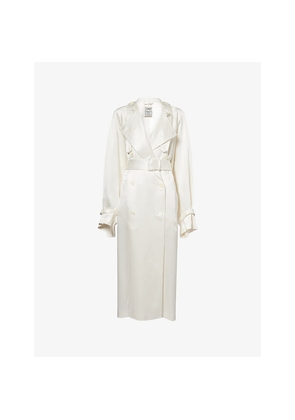 Womens Toteme Draped Longline Satin Trench Coat