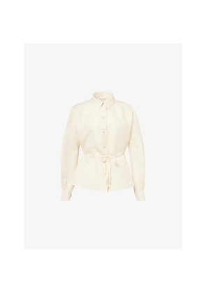 Womens Maison Margiela Belted Long-Sleeve Silk and Cotton Shirt