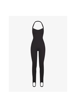 Womens Skims Halter Stirrup Stretch-Jersey Catsuit