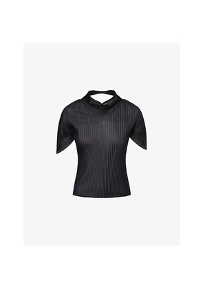 Womens Issey Miyake Scarf Sheer Pleated Top