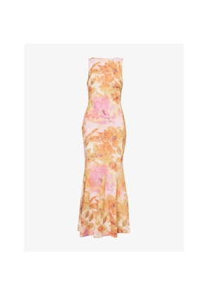 Womens Pretty Lavish Navenna Floral-Print Lace Maxi Dress