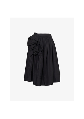 Womens Simone Rocha Rosette Basque Gathered Cotton Midi Skirt