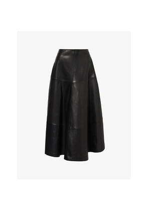 Womens Nour Hammour Opera Flared Leather Midi Skirt