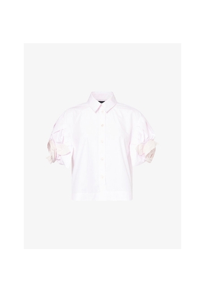 Womens Simone Rocha Rose Puff-Trim Cotton Shirt