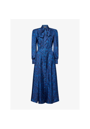 Womens Gabriela Hearst Phelan Bow-Collar Silk Midi Dress