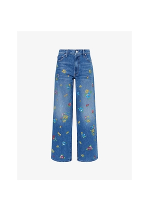 Womens Mother The Rerun Floral-Print Denim Jeans