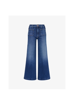 Womens Mother Hustler Roller Patch-Pocket Denim Jeans