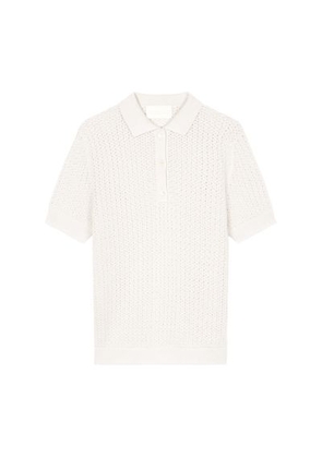 Pointelle knit polo shirt