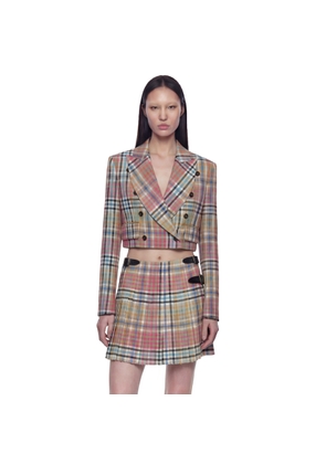 Cropped Heather Check Blazer