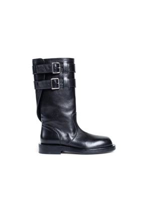 Milan Soft Biker Boots in Grained Shiny Calfskin