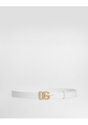 Dolce & Gabbana Calfskin Belt With Dg Logo - Woman Belts White Leather 100