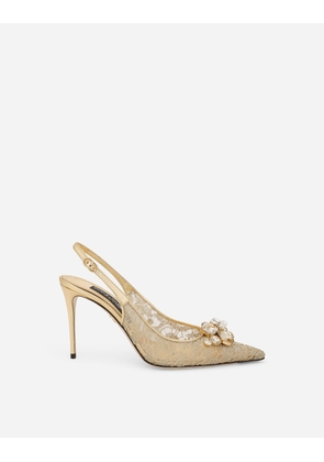 Dolce & Gabbana Rainbow Lace Slingbacks In Lurex Lace - Woman Pumps And Slingback Gold Lace 38.5