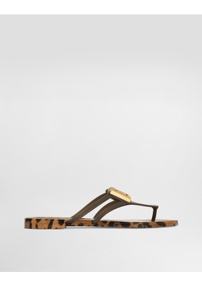 Dolce & Gabbana Rubber Beachwear Slides With Logo And Leo Print - Woman Slides And Mules Animal Print 37