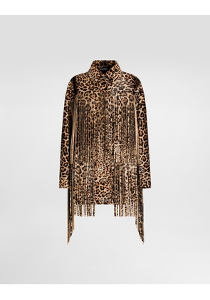 Dolce & Gabbana Leopard-print Fringed Jacket - Woman Coats And Jackets Multi-colored 40