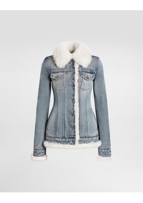 Dolce & Gabbana Denim Jacket With Fur Effect Details - Woman Denim And Jeans Multi-colored 48