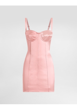 Dolce & Gabbana Short Satin Corset Dress - Woman Dresses Pink Satin 38