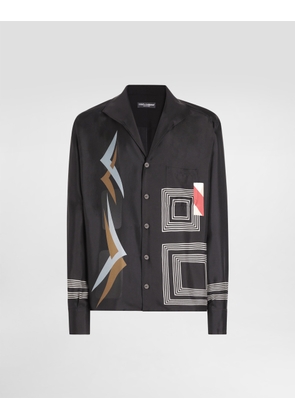 Dolce & Gabbana Geometric-print Twill Shirt - Man Shirts Multicolor 43