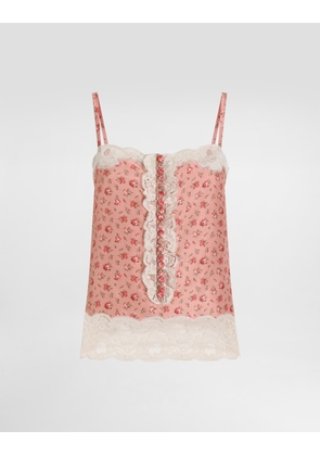 Dolce & Gabbana Small Rose-print Silk Top - Woman Shirts And Tops Multicolor 48