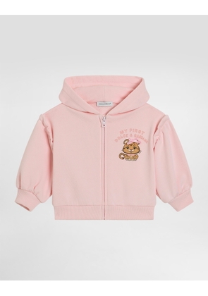 Dolce & Gabbana Hooded Sweatshirt With Leopard Print And Bow - Woman Collection Pink 3/6 Months