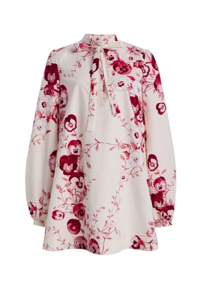 Giambattista Valli Tie-Neck Floral Silk Mini Dress - Moda Operandi
