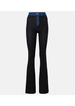 Coperni Denim-trimmed high-rise flared pants