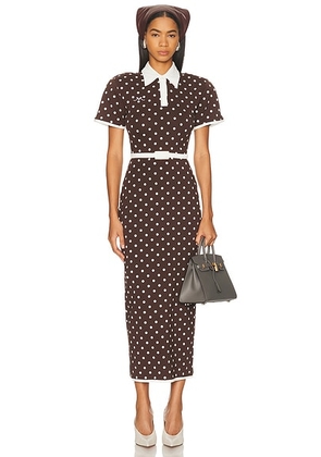 Rowen Rose Polo Midi Dress in Brown Polka Dots - Brown. Size 36 (also in ).