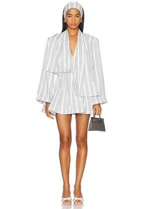Rowen Rose Mini Dress in Blue & White Stripes - White. Size 34 (also in ).