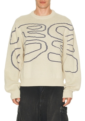 RC Outdoor Supply Stack Logo Knit Sweater in Stone & Midnight - Cream. Size L (also in M, S, XL/1X).