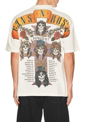 REPRESENT x Guns N' Roses Tour T-Shirt in Flat White - White. Size L (also in M, S, XL/1X).
