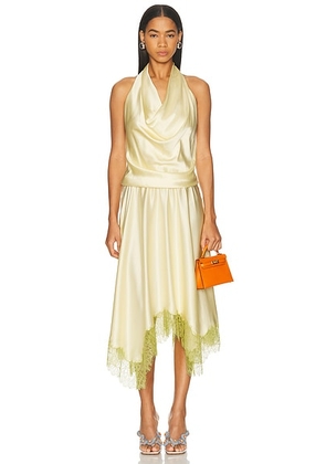 Staud Elira Silk Dress in Key Lime & Sprout - Yellow,Green. Size L (also in ).