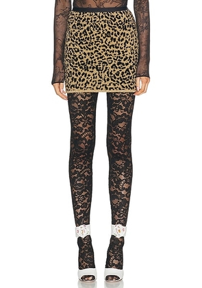 Valentino Animalier Jacquard Skirt in Gold & Nero - Metallic Gold. Size S (also in XS).