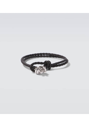 Bottega Veneta Leather-trimmed sterling silver bracelet