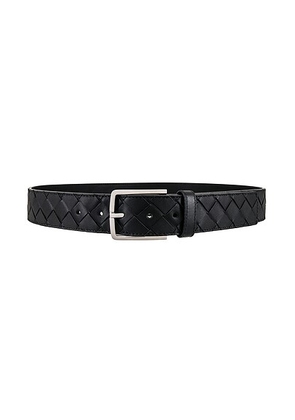 Bottega Veneta Intrecciato 3.5 Cm Belt in Black & Silver - Black. Size 100 (also in 85, 90, 95).
