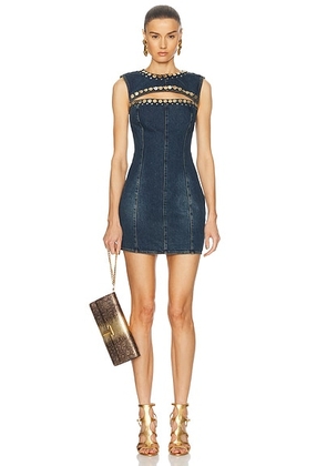 AREA Crystal Cut Out Mini Dress in Dark Blue - Blue. Size 6 (also in 2).