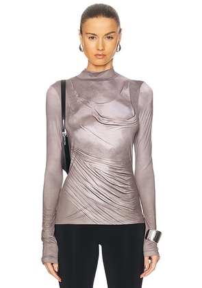BALMAIN Draped Print Trompe L'oeil T-Shirt in Gris Fonce - Grey. Size S (also in ).