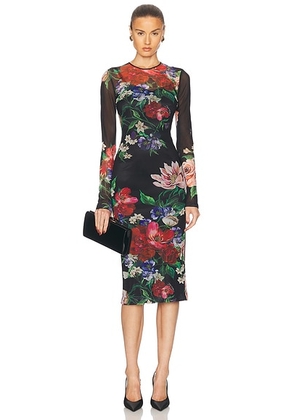 Dolce & Gabbana Long Sleeve Midi Dress in Black - Black. Size 42 (also in ).