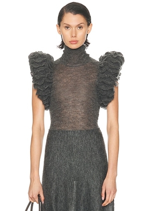 ALAÃA Padded Bodysuit in Gris Chine - Grey. Size 36 (also in 34).