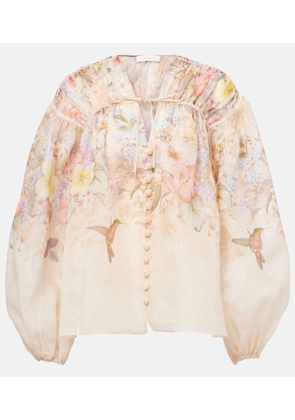 Zimmermann Illuminate floral linen and silk blouse