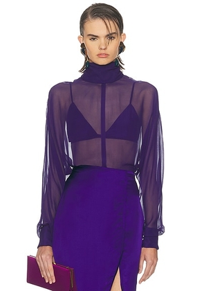 Alejandra Alonso Rojas Turtleneck Blouse in Indigo - Blue. Size 2 (also in ).