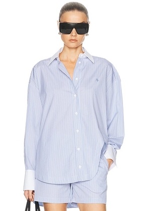 THE ATTICO Striped Button Down Shirt in Light Blue & White - Baby Blue. Size 36 (also in 38, 40, 42, 44).